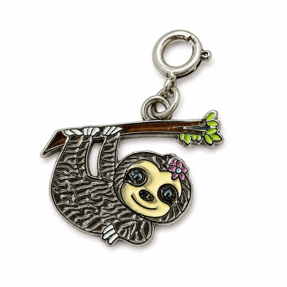 Cute Silve Tone Metal Multicolor Enamel Sloth Bag Charm Pendant Zipper Pull